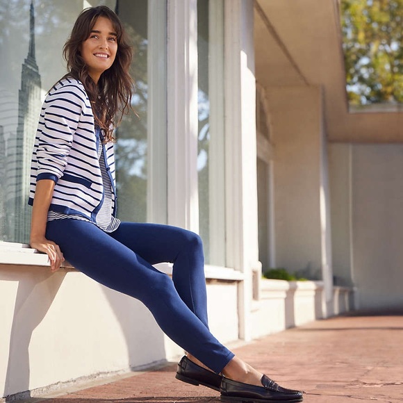 Lands' End Pants - Women's Starfish Mid Rise Knit Leggings - Deep Sea Navy - Size Large